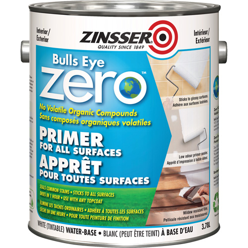 Bulls Eye Zero Low VOC Primer, 3.78 L, Gallon, Tintable White Fastek