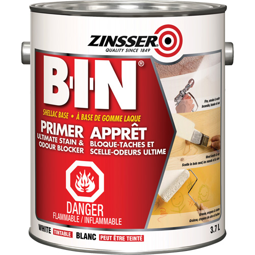 B-I-N&reg; Shellac-Base Sealer Primer, 3.7 L, Gallon, Tintable White Fastek