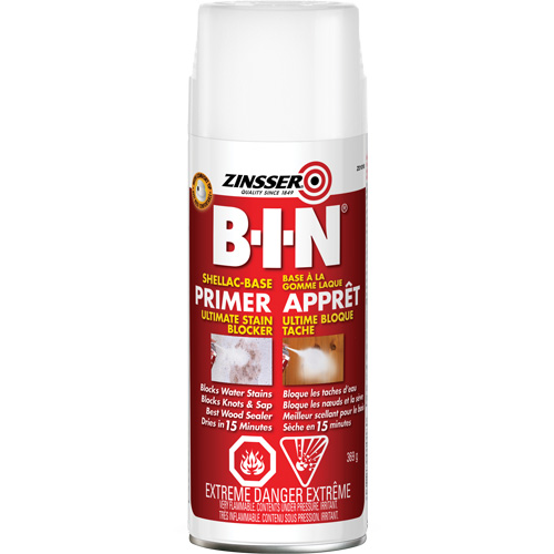 B-I-N&reg; Shellac-Base Sealer Primer, 369 g, Aerosol Can, White Fastek