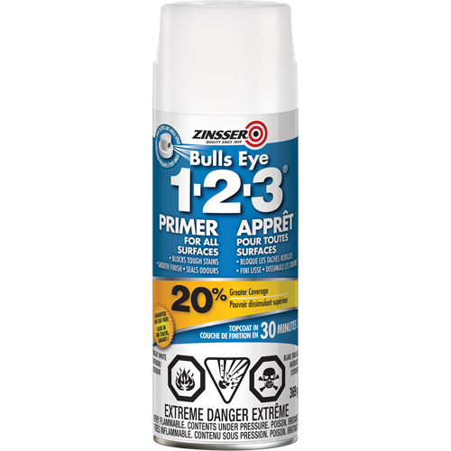 Bulls Eye 1-2-3&reg; Water-Base Primer, Aerosol Can, White Fastek