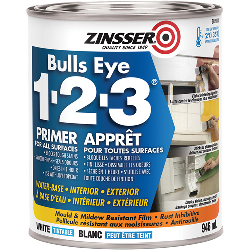 Appr&ecirc;t &agrave; base d'eau Bulls Eye 1-2-3, 946 ml, Canette, Blanc Fastek