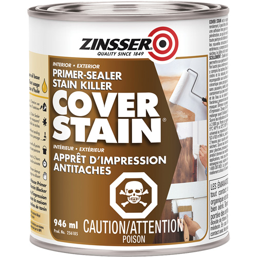 Scellant d'appr&ecirc;t &agrave; base d'huile Cover Stain, 946 ml, Canette, Blanc Fastek