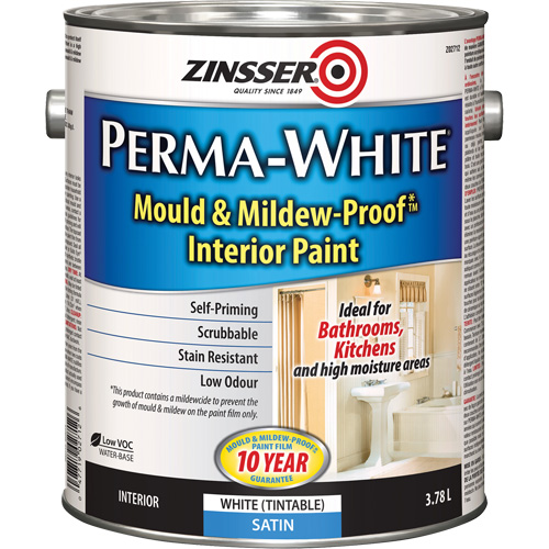 Perma-White&reg; Mold & Mildew-Proof Interior Paint, 3.78 L, Gallon, White Fastek