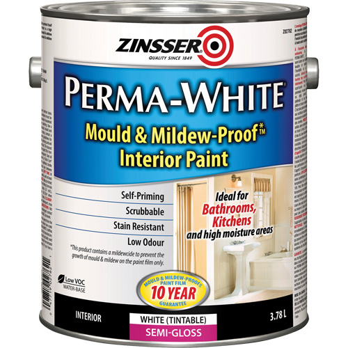 Perma-White&reg; Mold & Mildew-Proof Interior Paint, 3.78 L, Gallon, White Fastek