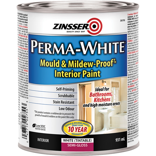 Perma-White&reg; Mold & Mildew-Proof Interior Paint, 931 ml, Can, White Fastek