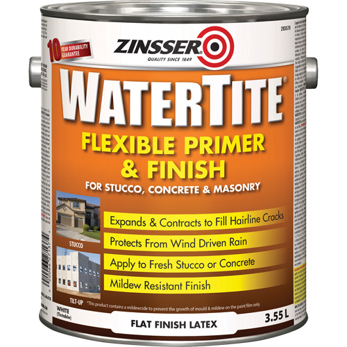 Couche primaire et de finition flexible et r&eacute;sistante aux intemp&eacute;ries Watertite, 3,55 L, Gallon, Blanc Fastek