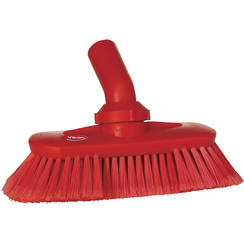 Angle-Adjustable Water-Fed Washing Brush, Soft Bristles, 9-1/4" Long, Red Fastek