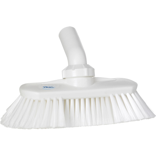 Angle-Adjustable Water-Fed Washing Brush, Soft Bristles, 9-1/4" Long, White Fastek