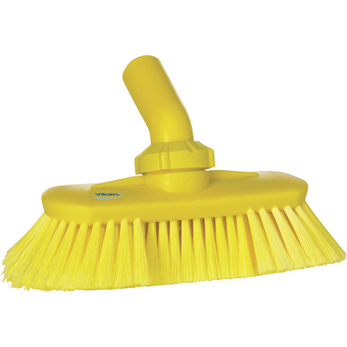 Angle-Adjustable Water-Fed Washing Brush, Soft Bristles, 9-1/4" Long, Yellow Fastek