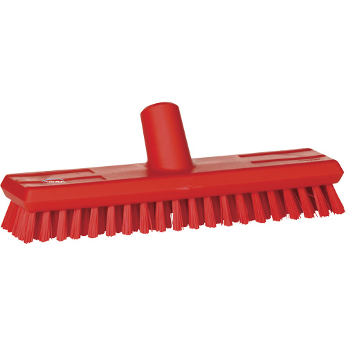 Water-Fed Deck Scrub Brush, X-Coarse Bristles, 10-3/4", Polyester, Red Fastek