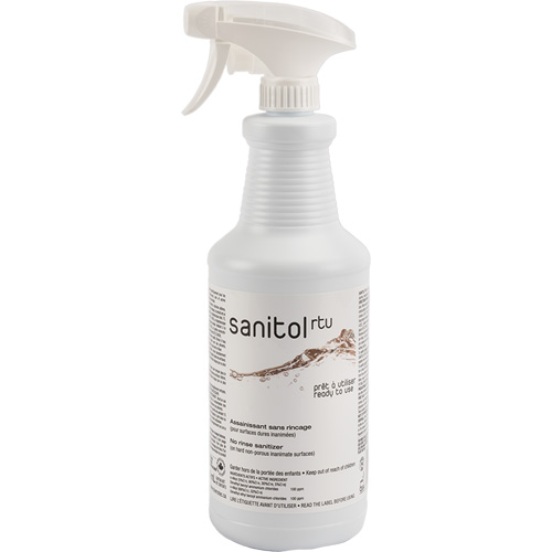 D&eacute;sinfectant et assainissant concentr&eacute; Sanitol, 950 ml, Bouteille &agrave; g&acirc;chette Fastek