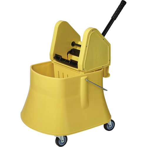 Ensemble de seau pour vadrouille et essoreuse Champ, Pression vers le bas, 10 gal. US (40 pintes), Jaune Fastek