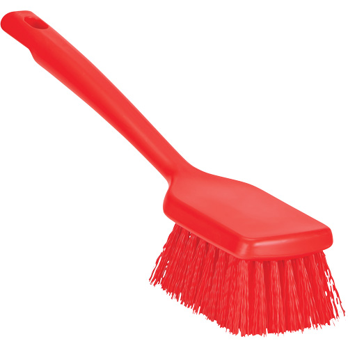 ColorCore Short Handle Brush, Stiff Bristles, 12" Long, Red Fastek