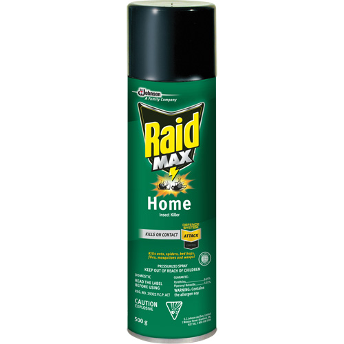 Raid&reg; Max&reg; Home Insect Killer Insecticide, 500 g, Aerosol Can, Solvent Base Fastek