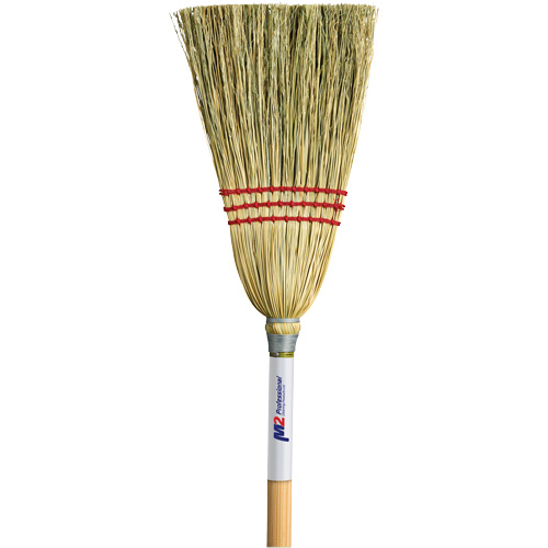 Lobby Corn Broom, 3-String, Wood Handle Fastek
