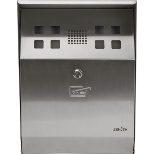 Smoking Receptacle, Wall-Mount, Stainless Steel, 1.6 Litres Capacity, 13-4/5" Height Fastek