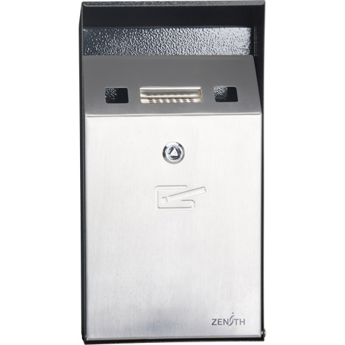 Smoking Receptacle, Wall-Mount, Stainless Steel, 1 Litre Capacity, 11-4/5" Height Fastek