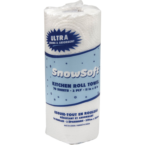 Snow Soft Premium Kitchen Towels, 2 Ply, 70 Sheets/Roll, 8" W, 11" L Fastek