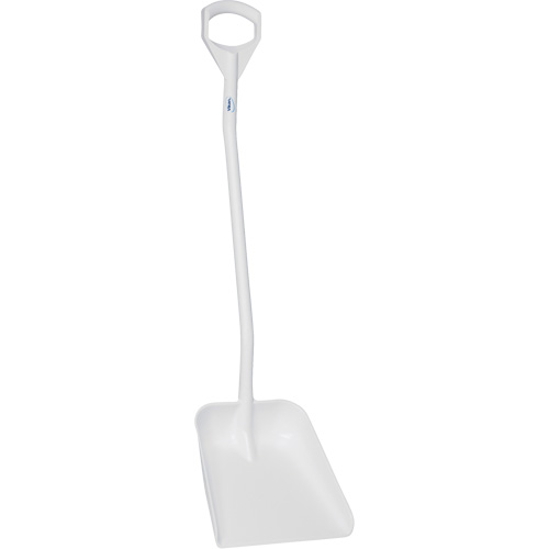 Ergonomic Large Blade Shovel, 51" Length, Plastic, White Fastek