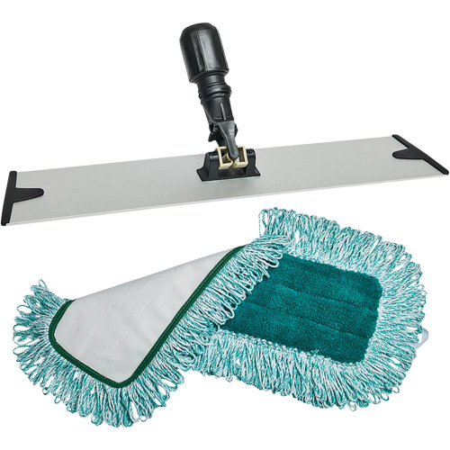 Dust Mop Pad & Frame, Hook and Loop Style, Polyester, 18" L x 5-3/4" W Fastek