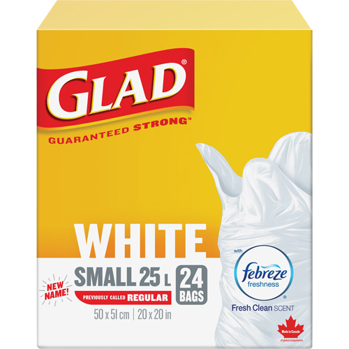 Small 25L Febreze Garbage Bags, Regular, 20" W x 20" L, White Fastek