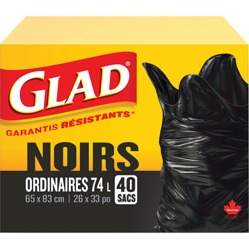 74L Garbage Bags, Regular, 26" W x 33" L, Black Fastek