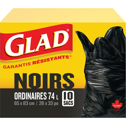 74L Garbage Bags, Regular, 26" W x 33" L, Black Fastek