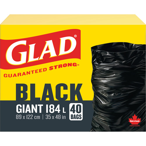 184L Garbage Bags, Regular, 35" W x 48" L, Black Fastek