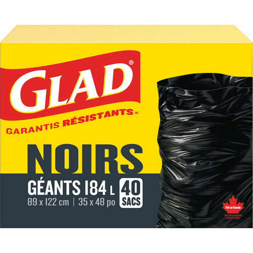 184L Garbage Bags, Regular, 35" W x 48" L, Black Fastek