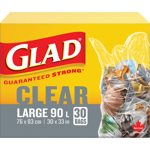 90L Garbage Bags, Regular, 30" W x 33" L, Clear Fastek