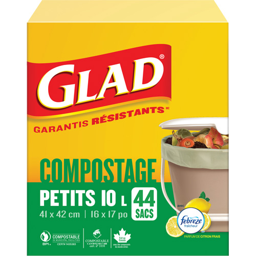 Small Compostable Bags, Regular, 17" L x 16" W, Brown, 10 L (3 Gal.) Capacity Fastek