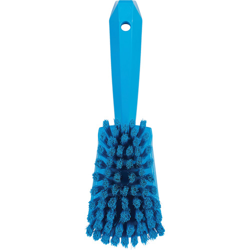 Short-Handled Washing Brush, Soft Bristles, 10-1/2" Long, Blue Fastek