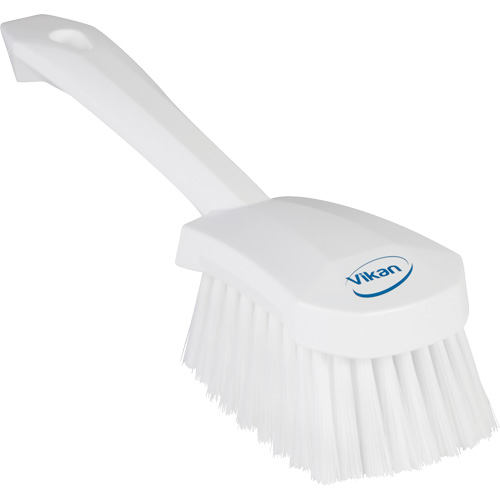Short-Handled Washing Brush, Soft Bristles, 10-1/2" Long, White Fastek