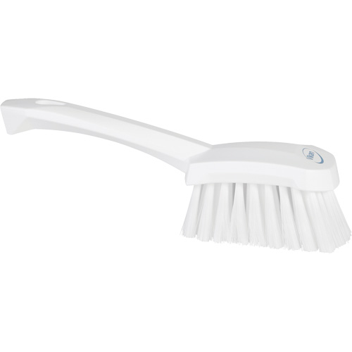 Short-Handled Washing Brush, Soft Bristles, 10-1/2" Long, White Fastek