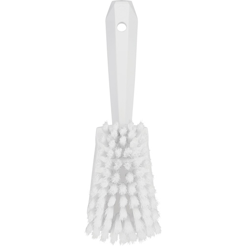 Short-Handled Washing Brush, Soft Bristles, 10-1/2" Long, White Fastek