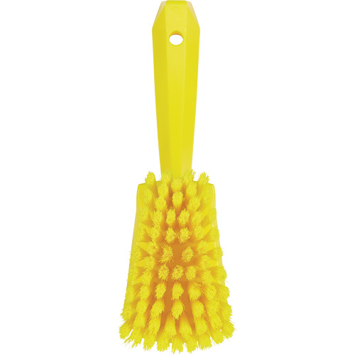 Brosse &agrave; r&eacute;curer avec manche court, Soies Doux, Longueur de 10-1/2", Jaune Fastek