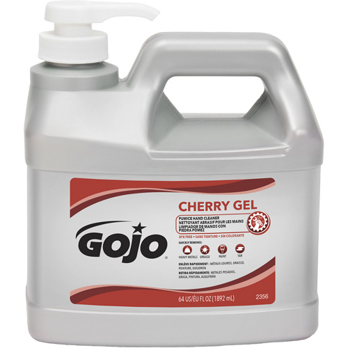 Hand Cleaner, Gel/Pumice, 1.89 L, Pump Bottle, Cherry Fastek