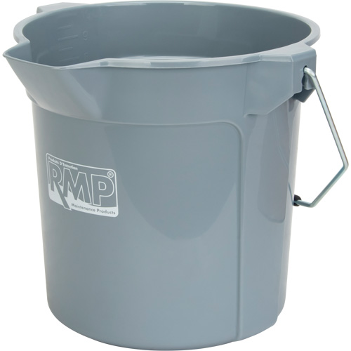 Round Bucket with Pouring Spout, 2.64 US Gal. (10.57 qt.) Capacity, Grey Fastek