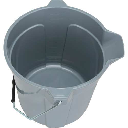 Round Bucket with Pouring Spout, 2.64 US Gal. (10.57 qt.) Capacity, Grey Fastek