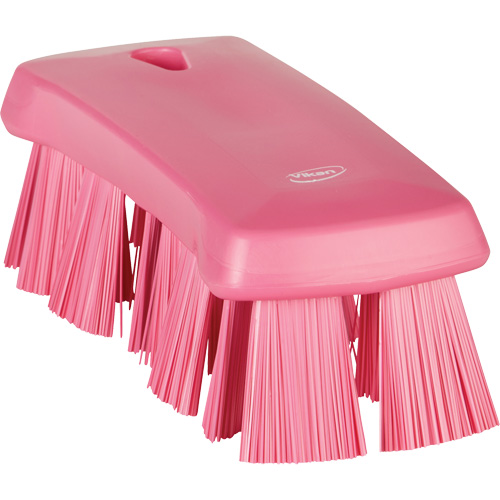 UST Hand Brush, Stiff Bristles, 6-9/10" Long, Pink Fastek