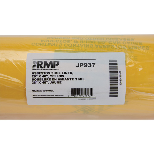 Hazardous Waste Liners, Asbestos, 40" L x 26" W, 3 mils Fastek