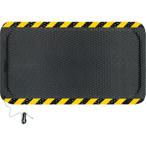 Ensemble de tapis conductible Hog Heaven, 3' la x 5' lo, 7/8" &eacute;paisseur, Noir/Jaune, Nitrile Fastek
