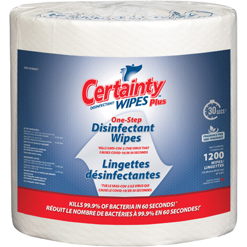 Plus Disinfectant Wipes, 8" x 6", 1200 Count Fastek