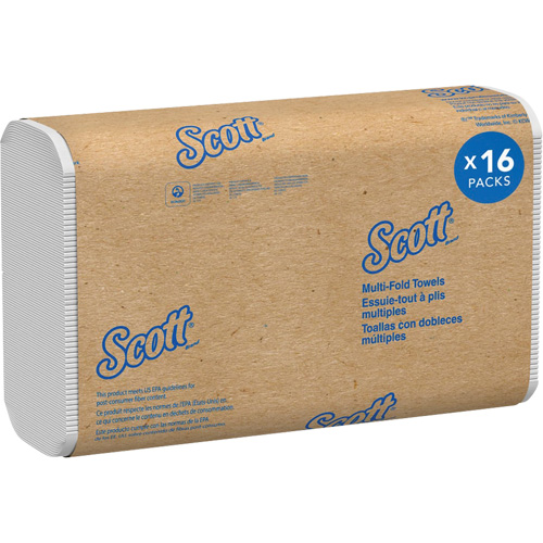 Scott&reg; 100% Recycled Fiber Multifold Paper Towels, 1 Ply, 9-2/5" L x 9-1/5" W, 250 /Pack Fastek