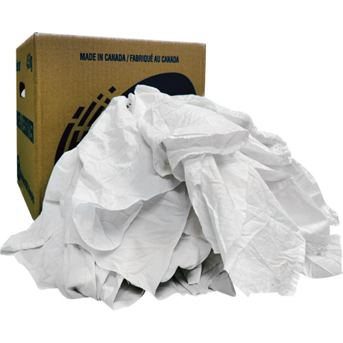 Recycled Wiping Rags, Cotton, White, 10 lbs. Fastek