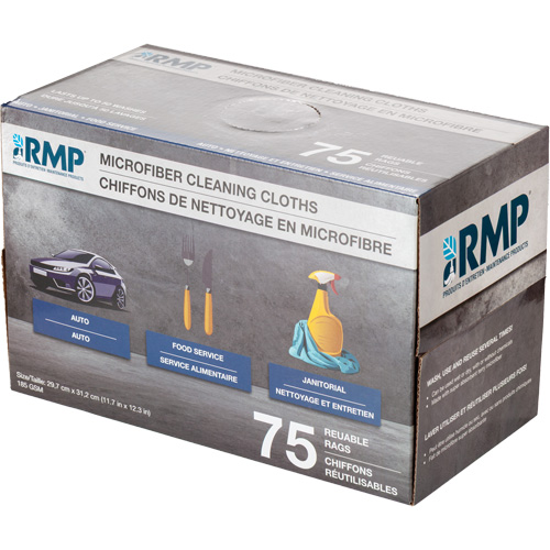 Chiffons lavables pour le nettoyage, Microfibre, Blanc Fastek