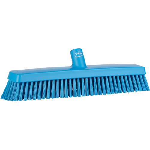 Push Broom Head, Fine/Stiff Bristles, 16-1/2", Polyester/Polypropylene, Blue Fastek