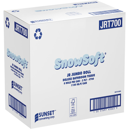 Snowsoft Deluxe Bathroom Tissue, Jumbo Roll, 2 Ply, White Fastek