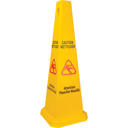 Wet Floor Safety Cone, Bilingual with Pictogram Fastek