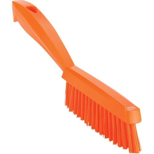 Narrow Hand Brush with Short Handle, Extra Stiff Bristles, 11-4/5" Long, Orange Fastek